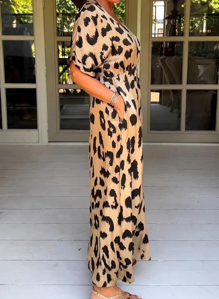 Wild leopard v-neck maxi dress