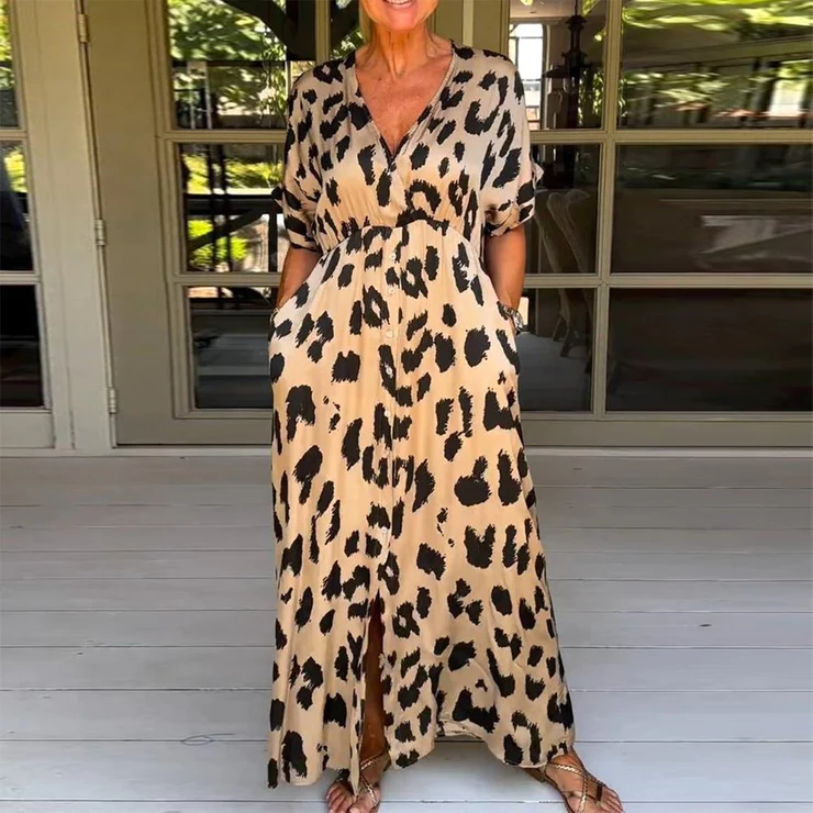 Wild leopard v-neck maxi dress