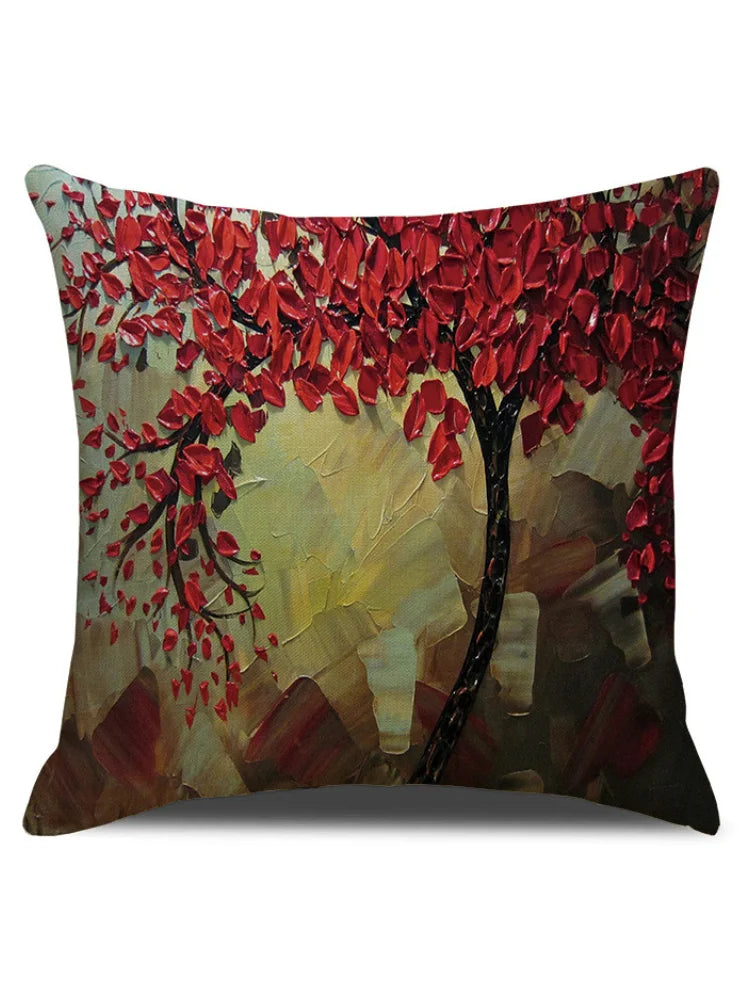 Floral Tree Oil Painting Art Pillowcase