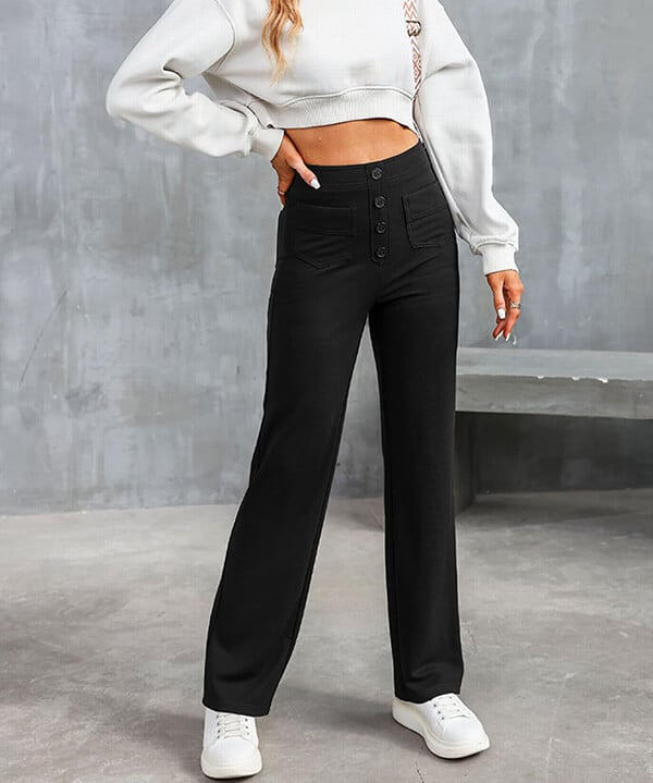 High Waist Stretch Casual Trousers