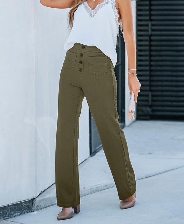 High Waist Stretch Casual Trousers