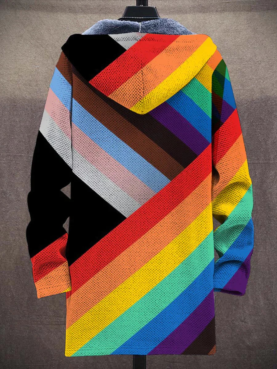 Samuel - Rainbow Pride Art Unisex Casual Fleece Print Thick Long Sleeve Cardigan Rainbow Pride Art