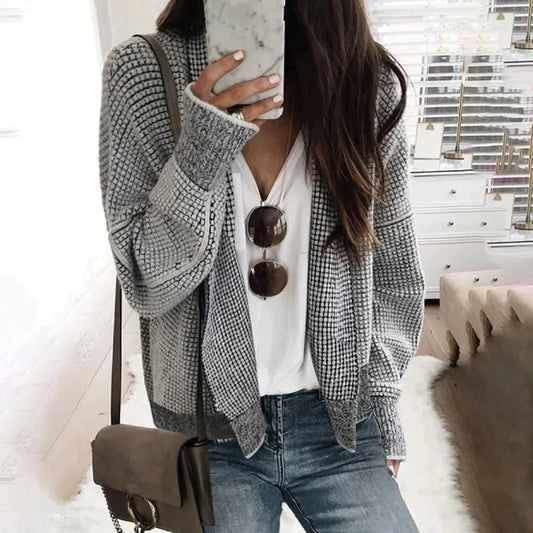 Melissa - Plain Gray Long Sleeve Cardigan